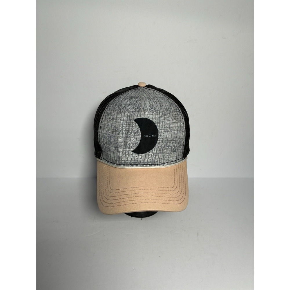 Prana Journeyman Trucker Hat "Shine Moon" Mesh Snapback Gray Tan Black Cap